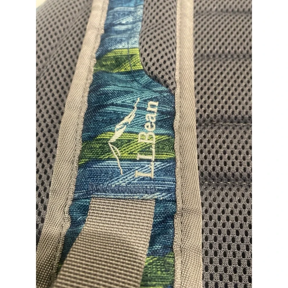 LL Bean Deluxe Book Bag 37L Citron Geo Print Backpack Laptop Pocket